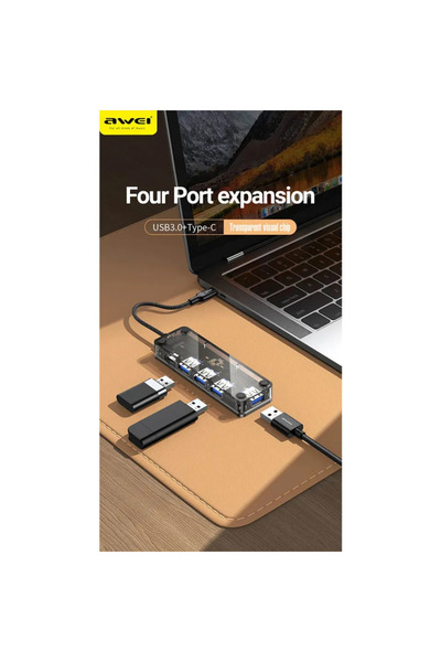 AWEI HUB-1 4-in-1 USB-C Docking Station, 4x USB-A, 5Gbps