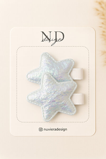 Nuviera Design Gri Parıltılı Yıldız Klips Toka - 2'li Set