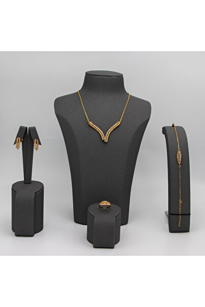 Generic Luxury gold-plated zircon set – with a shimmering branch design