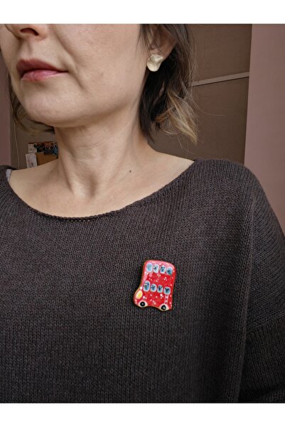 Aterra Studyo Yılbaşı Otobüsü Seramik Broş