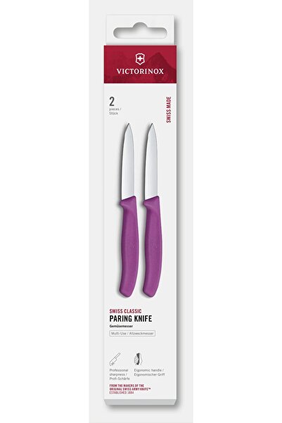 Victorinox Set of 2 Paring Knives 6.7605.2C1, Straight Blade 8 cm, Purple