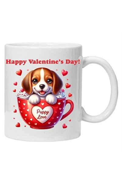 CRD PRINT Personalized Mug 'Puppy in a Cup - Happy Valentine's Day!'