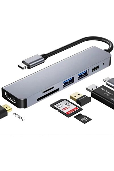 Cite 6-in-1 USB-C Hub, 4K HDMI, SD/TF Card Reader, USB 3.0 Ports, 87W PD Charging