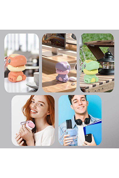 Generic Cute Dinosaur Portable Fan, USB Rechargeable Mini Fan, 2-Speed Personal Fan for Kids & Adults