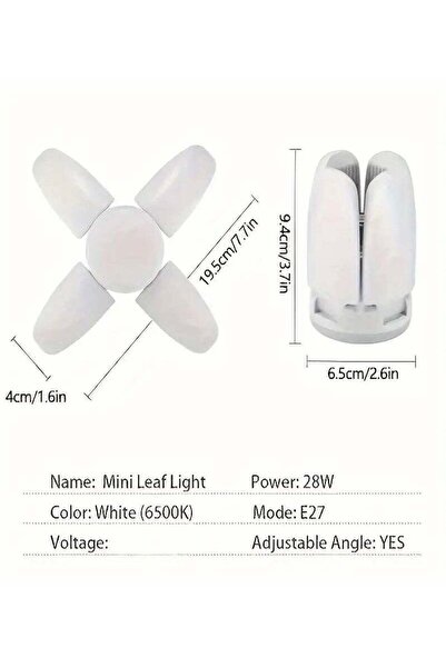Generic Foldable LED Ceiling Light with Fan Blade Design - 14W, E27 Base