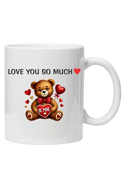 CRD PRINT Personalized ceramic mug 'Teddy bear - Love you so much', white, 330 ml