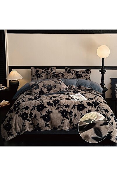 Truva Grup Faux Rabbit Fur Bed Linen, 6 Pieces - Bed Cover with Elastic, 180x200 cm