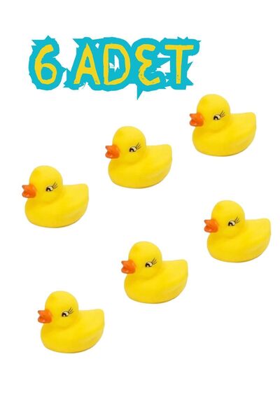 Oyuncakcı&Burada Vinil 6 Adet Sesli Mini Yavru Ördek Banyo Oyuncağı Seti 5 Cm