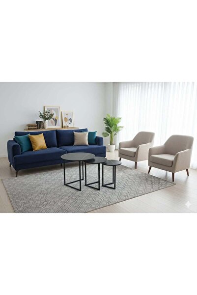 Generic Set of 3 small side tables colour Black