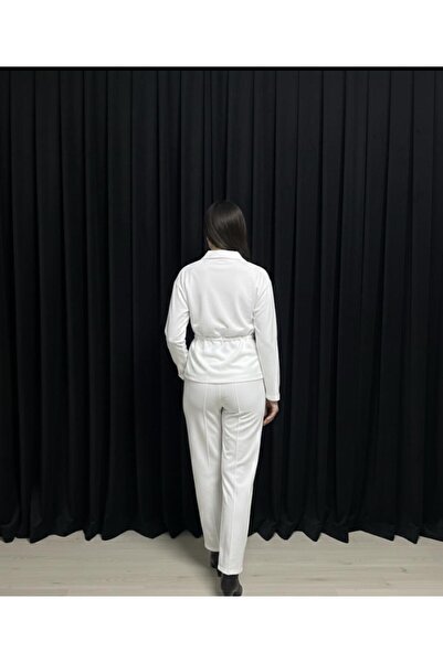 DEMOİSELLE Women's Stretch Fabric Double Pocket Steel Interlock Bluzz Shirt Pants Set