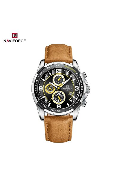Naviforce Men's Cool Waterproof Leather Quartz Luxury Luminous Wristwatch