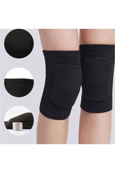 crt Set of 2 Elastic Knee Pads for Children - Max Sport, Handball/Volleyball/Basketball, Unisex, Bla