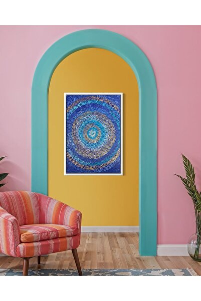 Siraze sanat Mavi Altın Girdap – Celi Divani Vortex Hat Sanatı Tablo- kişiye ...