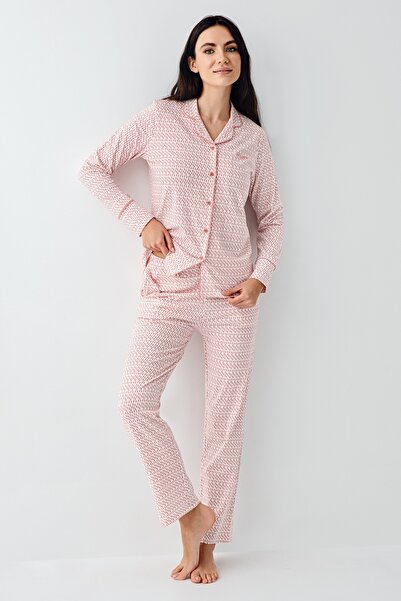 Pierre Cardin Long Sleeve Cotton-Modal Shirt Pants Women's Pajama Set