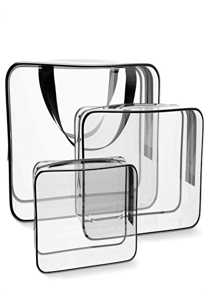 AMYTIS GARDEN 3-Piece Cosmetic Bag Clear/Black