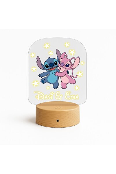 giftcity.ro Lampă LED 3D Personalizată Stich și Angel, Bază cu 16 Culori RGB,...