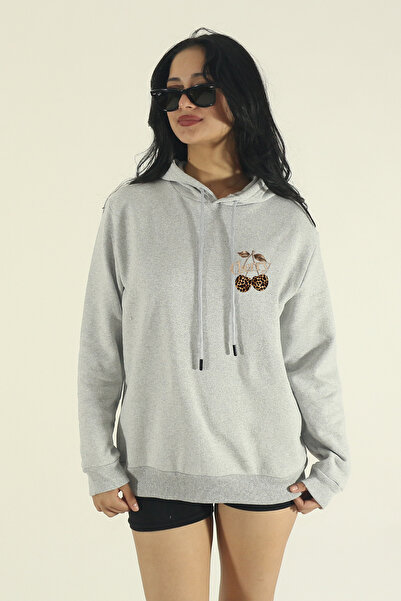 INFLUYENTE Bumbac de iarnă pentru femei Minimal Leopard Cherry cu imprimeu Re...