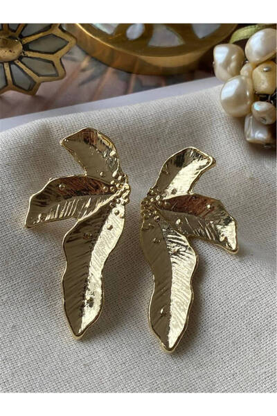 mos&more by mosev Gold Palm Leaf Earrings
