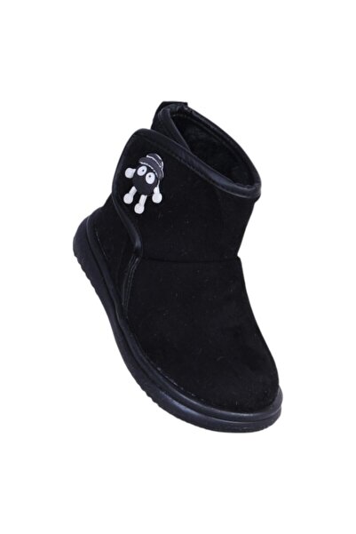 Wisco 071 Μαύρες μπότες για κορίτσια από θερμική γούνα