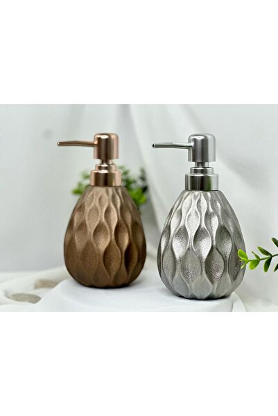 aden glass Modern Stil Seramik Sıvı Sabunluk Deterjanlık Gümüş Ve Rose Renk 2...