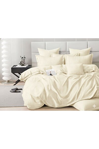 Truva Grup Finet Jacquard Bed Linen 6 Pieces, 180x200 cm - Cream