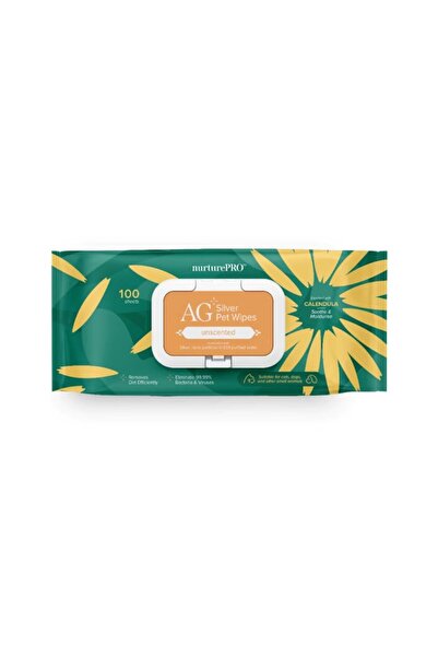 NurturePro مناديل مبللة غير معطرة للحيوانات الأليفة من AG+ Silver - 100 منديل