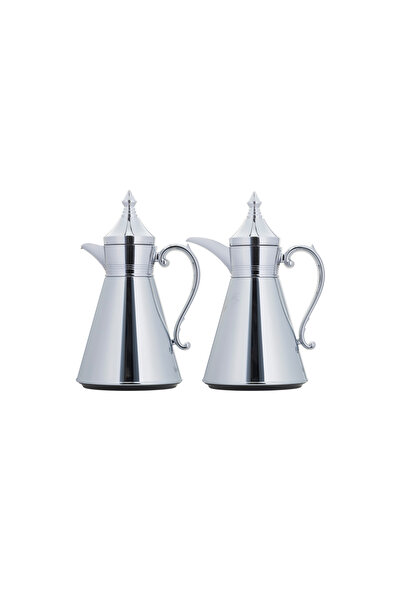 ALSAIF Julia Coffee and Tea Thermos Set, 2 Pieces, by Al Saif / Elegant Design to Suit All Tastes, 1.0/0.7 Liter, Chrome