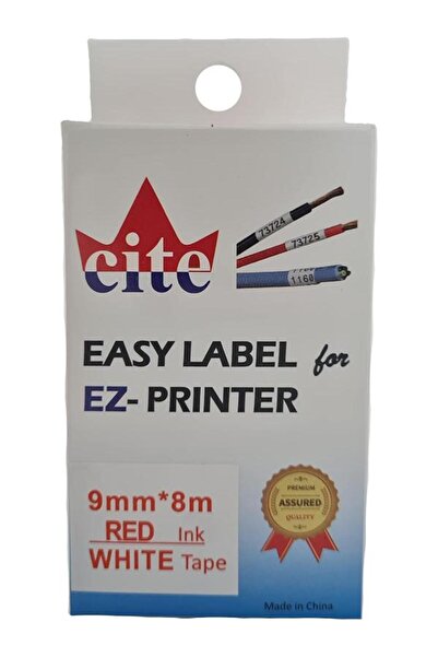 Cite Label Cassette, Label Cartridge 9mm 8 Meters Red Ink White Tape FOR Casio label printer