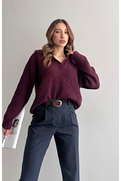 fujya Polo Neck Hair Knitwear Sweater