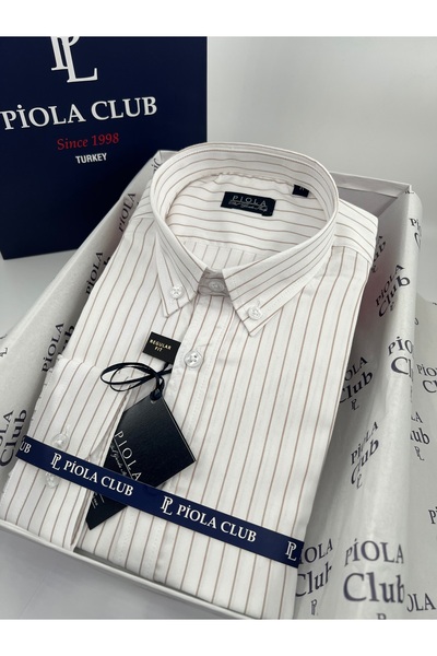 Piola Club Ανδρικό πουκάμισο χωρίς τσέπες, κανονική εφαρμογή, ριγέ (μουσταρδί)