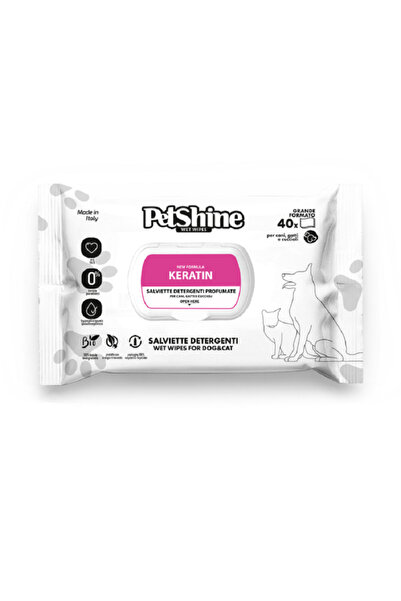 petshine مناديل مبللة للحيوانات الأليفة بالكيراتين - 40 قطعة