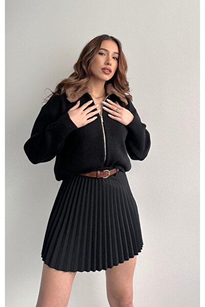 fujya Collared Plush Collar Knitwear Cardigan