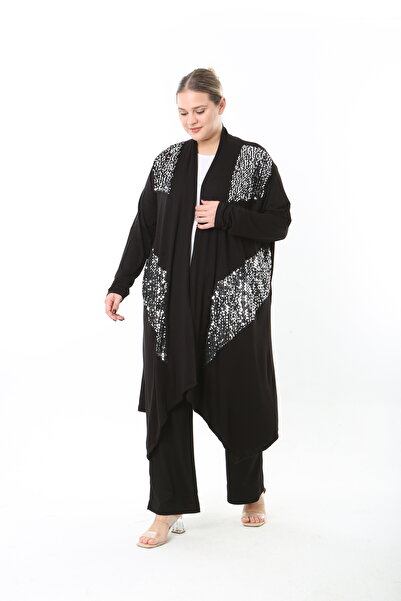 XL Modam Women's Lycra Viscose Sequin Plus Size Cardigan