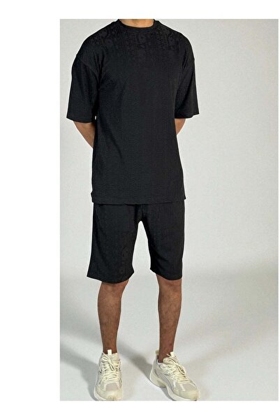 OneDay Men's 100% Turkish Cotton Set - T-shirt & Shorts - Black