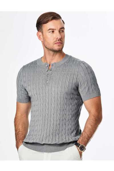 youknitwear you Μπλουζάκι Luciano από 100% βαμβάκι με λαιμόκοψη και κουμπιά