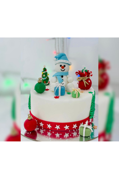 FigurinArt Sugar paste cake figurine - Snowman - Handmade