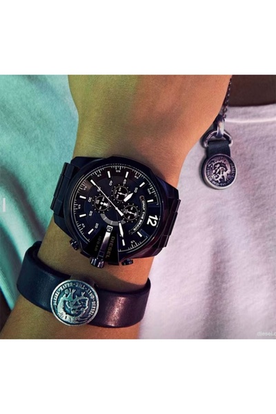 Diesel Men's Mega Chief Chronograph, 59 mm Case Size, Stainless Steel Watch