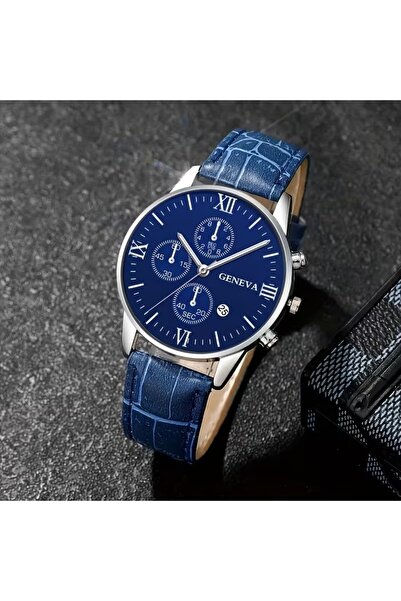 Feronnucci ساعة يد رجالية كلاسيكية من الجلد + هدية سوار E226