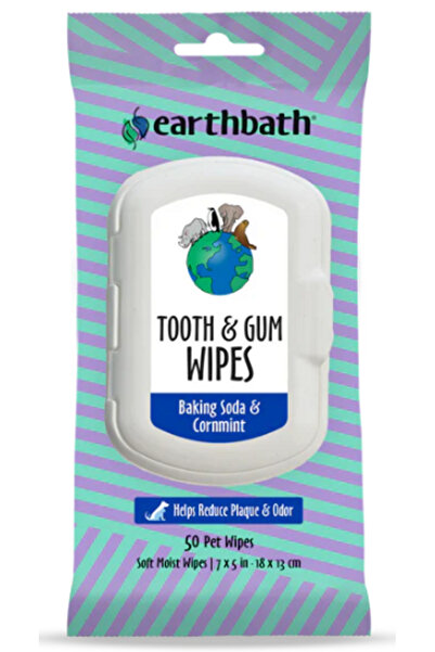 Earthbath مناديل تنظيف الأسنان واللثة بصودا الخبز مع النعناع ٥٠ قطعة