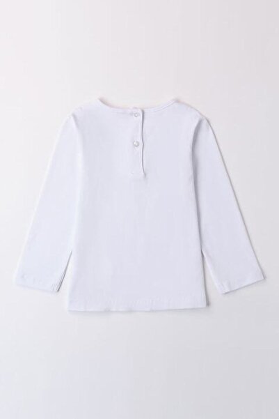 İDO Round-neck Top with Graphic Print, Turquoise / Pastel Pink / Optical White, 98 CM