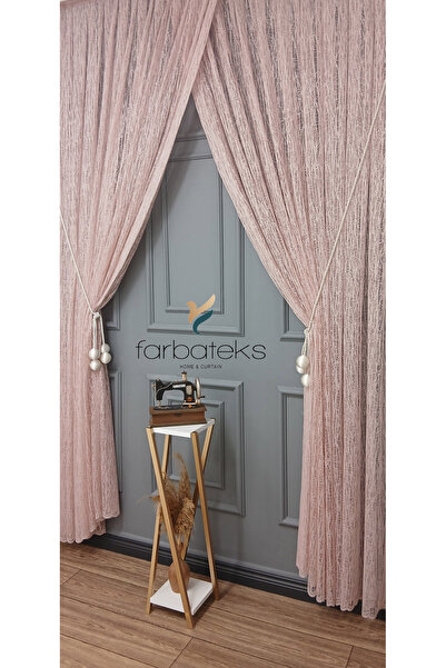 farbateks Powder Broken Glass Broken Glass Right and Left with Ball Puffs Double-Breasted 3 Layers Pleated Tulle