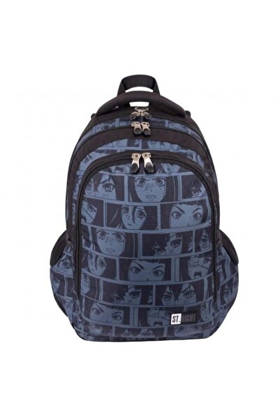 St.Majewski St Majewski Schoolbag, St Right, Black Anime, 3 compartments