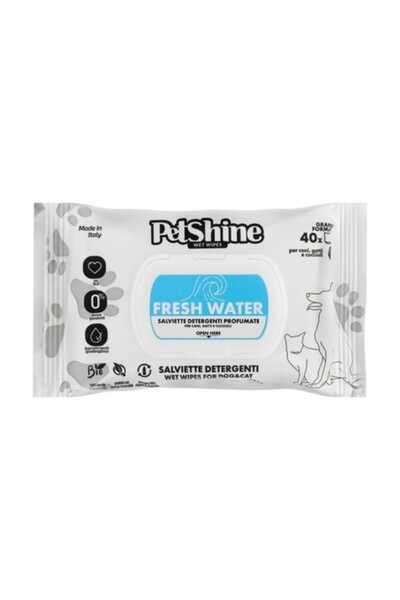 petshine Fresh Water Fragrance Pet Wipes - 40 Pcs