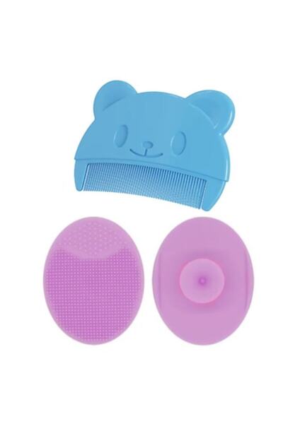 SUPER TRENDS Set Perie De Baie Si Pieptan Bebelusi Din Silicon Moale Indepart...