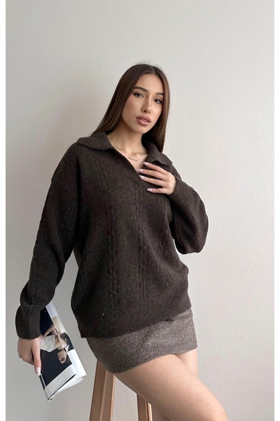 fujya Polo Neck Hair Knitwear Sweater