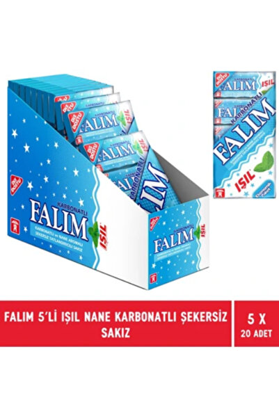 Falım Karbonatlı Ve Nane Aromalı Şekersiz Tatlandırıcılı Sakız (8 GR * 5) 20 Adet