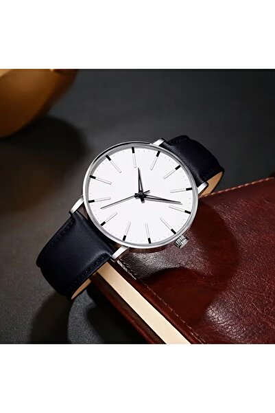 Feronnucci ساعة يد رجالية كلاسيكية من الجلد + هدية سوار E225