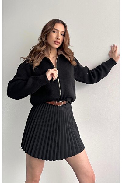 fujya Collared Plush Collar Knitwear Cardigan