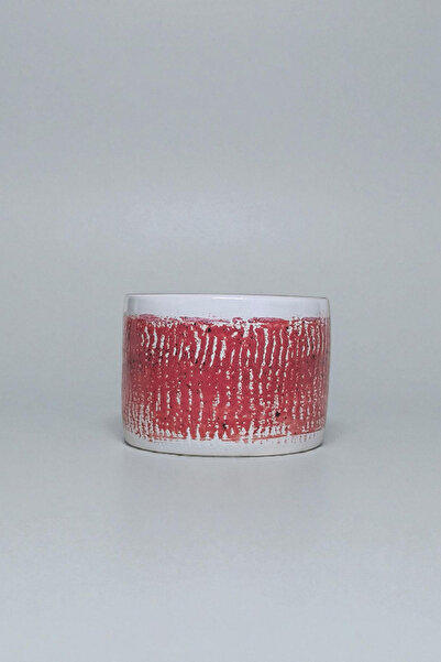 Sonmez Art Handmade Ceramic Bowl & Cup – Textured Red Glazed Design, Decorati...