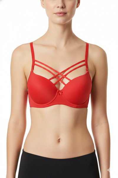 EBRULİ LİNGERİE حمالة صدر من السيليكون بدون دعم بخيط مزدوج متقاطع